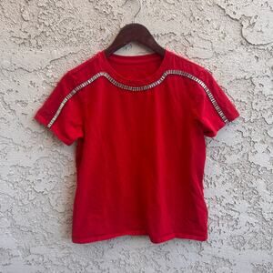 Silver Jeweled Red Tshirt Size Womens Small